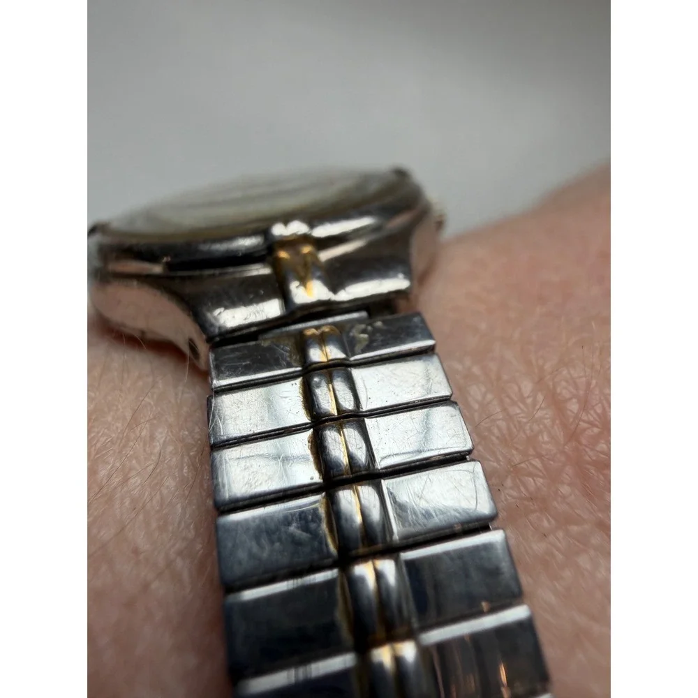 Anne Klein Wrist Watch Womens‎ Silver Gold Two Tone Date Vintage Expandable